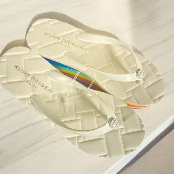 Kurt Geiger London Kensington Wedge Flipflop Rainbow Size 8.5 - Picture 3 of 13